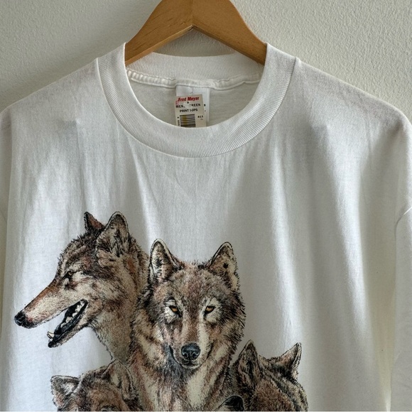 NWT Vintage Anvil 90’s White Wolf Pack Sansegal T-Shirt Top Size XL - Picture 6 of 9